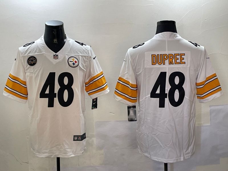 Men Pittsburgh Steelers #48 Dupree White Second generation 2024 Nike Limited NFL Jersey style 3